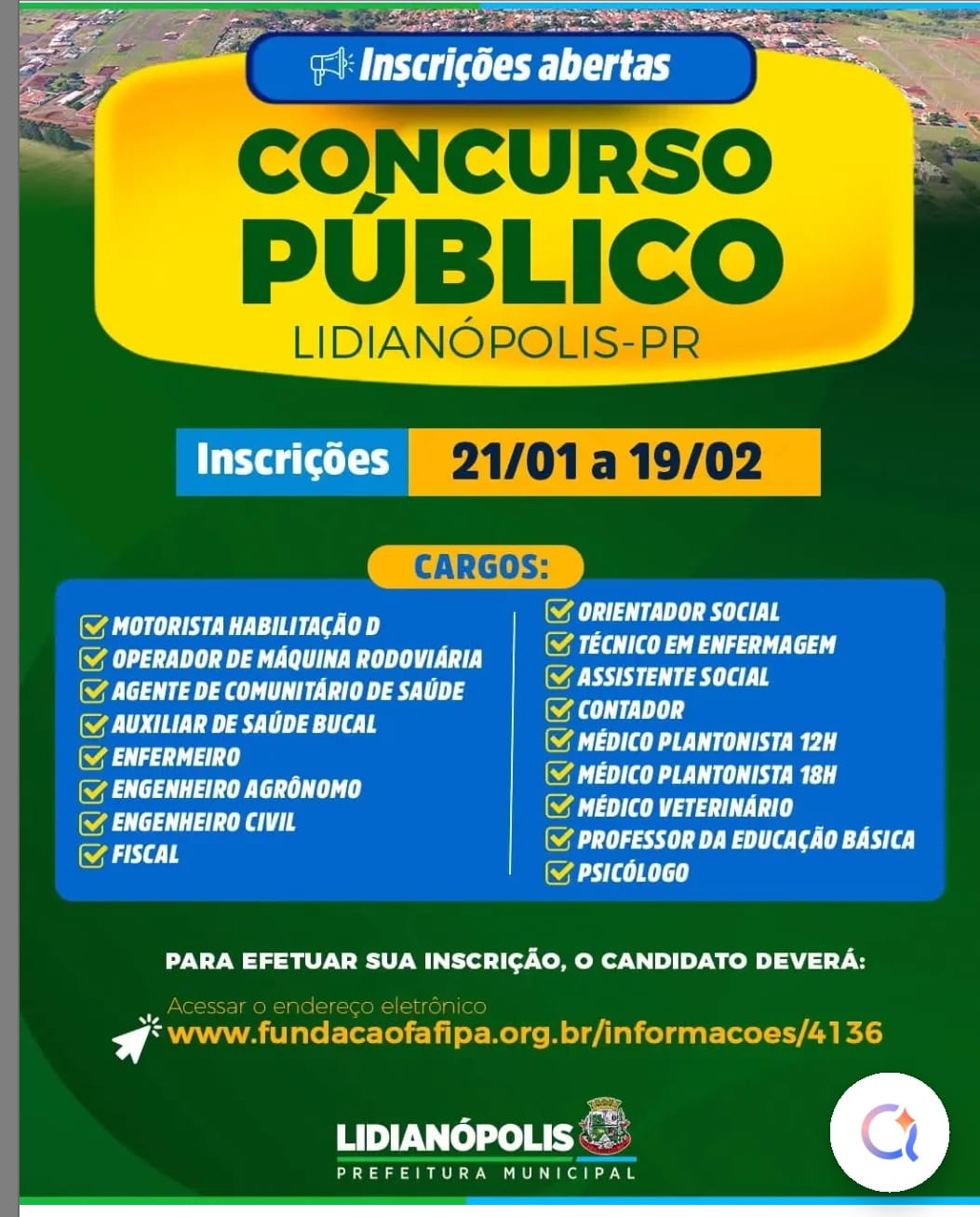 Concurso Público - Inscrições Abertas